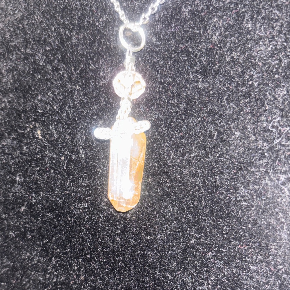 Hand Crafted Silver and Orange Gemstone Necklace